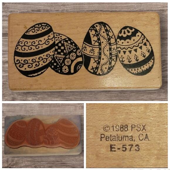 VTG‎ Easter Rubber Stamp Lot 4 Pc Bunny Eggs Chicks Flowers Spring Crafts Bundle - Picture 2 of 7